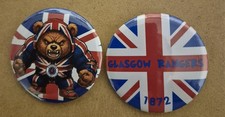 Set Of 2 Glasgow Rangers Button Badges. 2.2 Inch Unique Design. Brand New