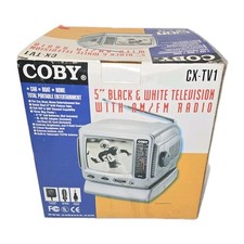 COBY CX-TV1 5" B W Portable TV w/ AM/FM Radio New Open Box