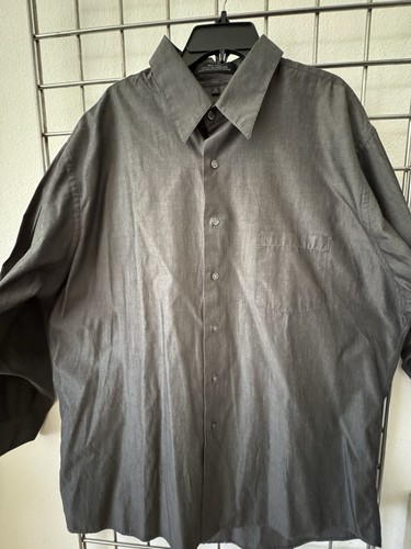 Chemise Homme Donna Karan (DKNY) - Taille 17, Col 34/35 - Rayée Grise, Manches Longues, Coupe Classique