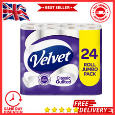 Velvet Classic Quilted Toilet Tissue 24 Rolls 3 Ply Soft Strong White Toilet Rol