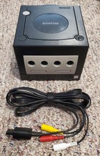 Nintendo GameCube Black Console System Only w/ Official AV Cables Tested Working