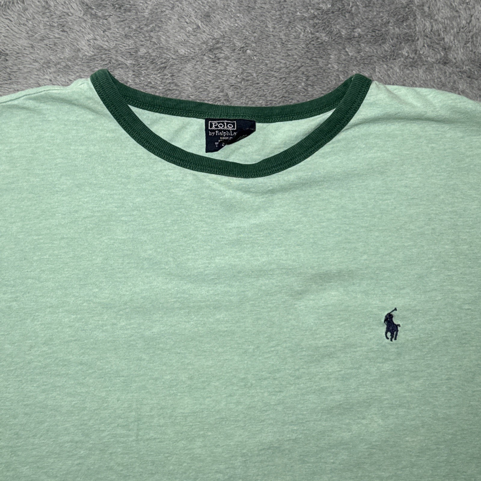 Vintage Y2K Polo By Ralph Lauren Uomo TG XL Verde Manica Corta T Shirt Navy Pony