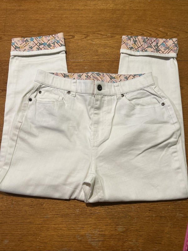 NWT MATILDA JANE Enchanted Garden Lola High Rise Flip Cuff Jeans White Wms 8