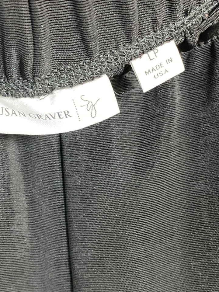 Pantalones Susan Graver para mujer negros talla grande Petite tejido líquido elástico Foto 3 de 4