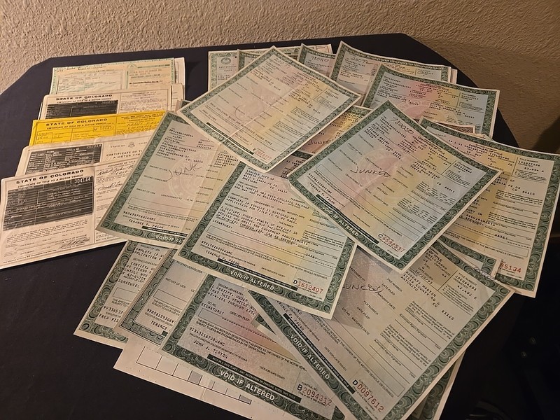 Vintage Colorado License Paper For Display 45 Pieces VARIOUS YEARS