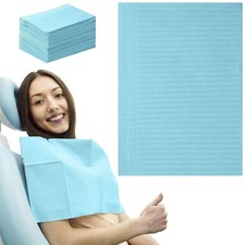 Blue Disposable Dental Bibs 3-Ply Paper Poly Tattoo Towels 500 Count 13 x 18 in