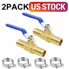 Set of Two Brass Hose Barb Ball Valve Kit- 5/8" Heater Hose Shut off Valve NEW
