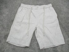 Sportscraft Linen Shorts 14 Beige Light Weight Stretch Elastic Waist Drawstring