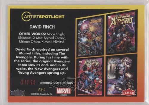2022 Fleer Ultra Avengers Artist Spotlight Czerwona folia 48/63 David Finch #AS-5 02aj - Zdjęcie 2 z 3