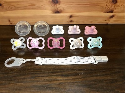 Pacifiers Mixed Lot Of 10 With Clip Excellent Condition Different Styles