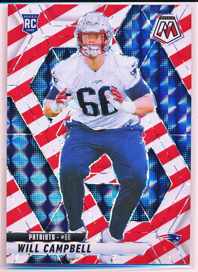 WILL CAMPBELL 2025 PANINI MOSAIC #378 RED & WHITE STRIPES REFRACTOR ROOKIE RC