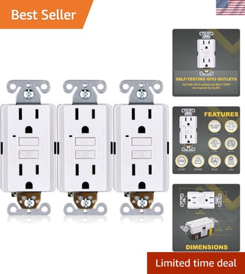 #ad 15A GFCI Outlets 3 Pack Listed Non Tamper Resistant GFI Duplex Receptacl... $39.95