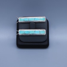 Vintage Sterling Silver Turquoise Inlay Hair Clips