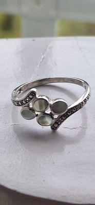 10k Weißgold Katzenauge Chrysoberyll und Diamant Cluster Ring...  Größe P 1/2