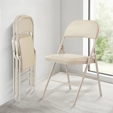 2-Pack Foldable Chairs Commercial Grade Ideal for Events & Parties (Kahki)