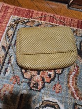 Vintage MCM Gold Beaded Small Evening Clutch Handbag Purse EUC