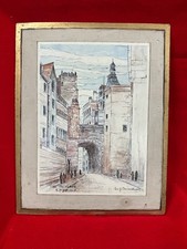 The Cowgate Edinburgh by Evi Carmichael Vintage Print on Rustic Board  9? x 11?