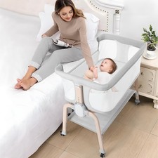 Bassinet Bedside Sleeper, Breathable Baby Bedside Bassinet and Mattress, Ligh...