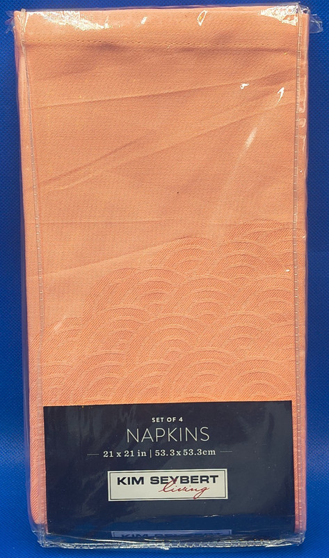 KIm Seybert Living Set of 4 Pink or Salmon Medallion Cotton Dinner Napkins 