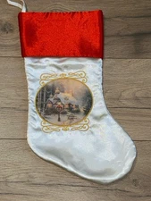 Thomas Kinkade Painter of Light Christmas Stocking 2009 Applause Satin