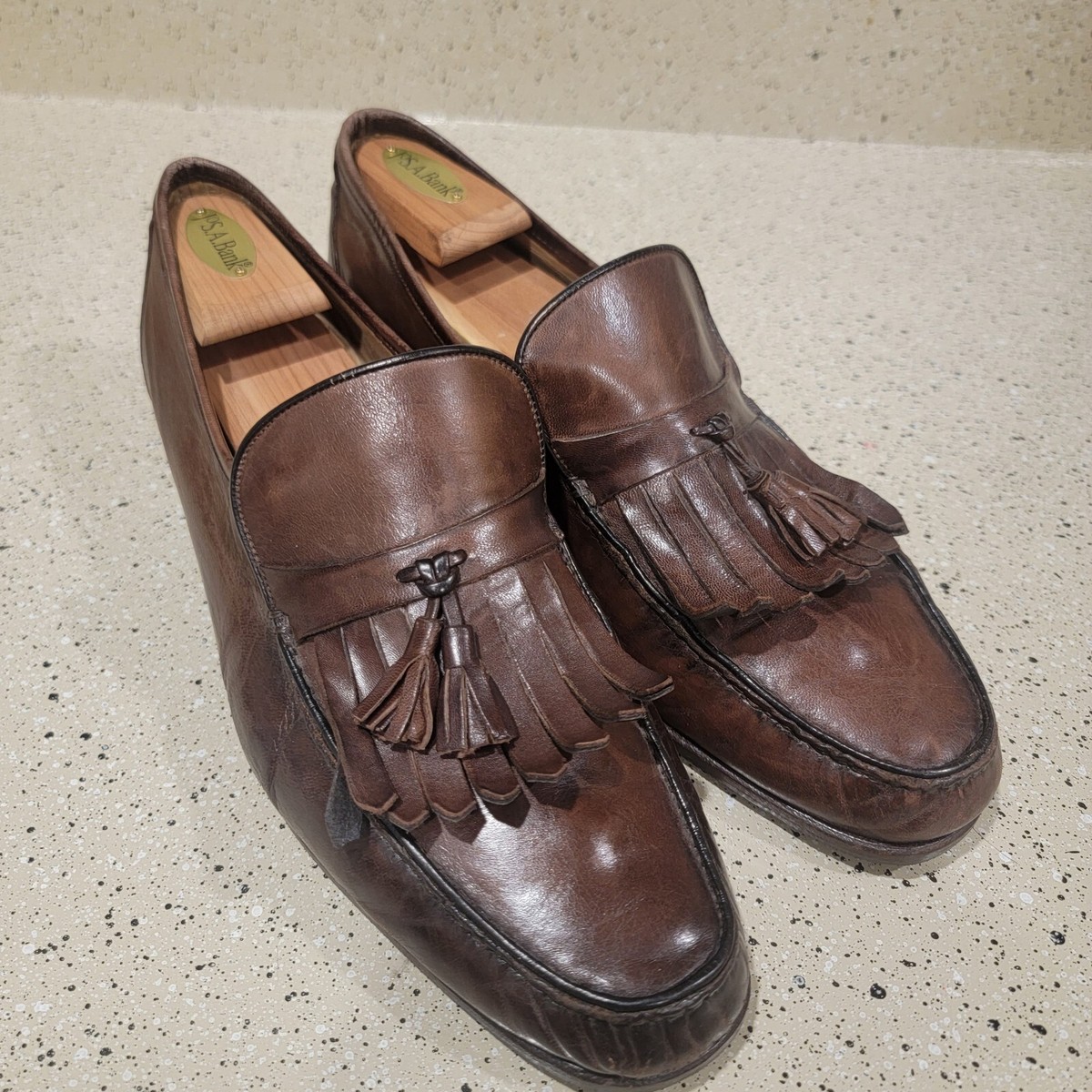 Mens BRUNO MAGLI Brown Leather Slip On Tassel Loafers Dress  display picture 2