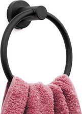 Matte Black Towel Ring - SUS304 Stainless Steel Wall Mounted Hand Towel Holder f