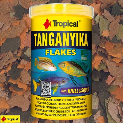 Tropical Tanganyika Flakes 1L mit Krill & Tintenfisch Fischfutter Aquarium