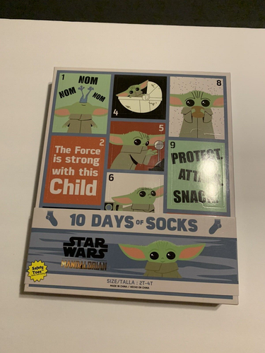 Disney Star Wars 10 days of socks Mandalorian sz. 2t-4t quarter socks nib - Picture 3 of 3
