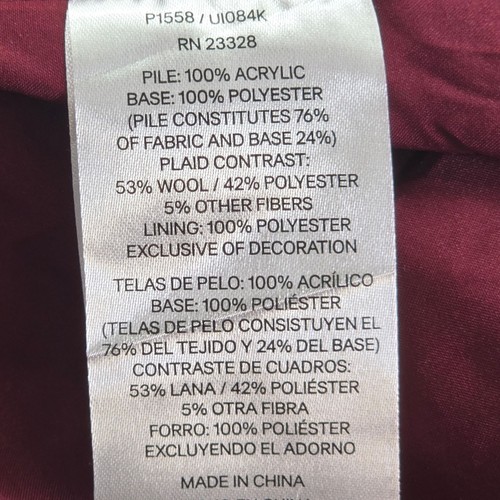 Pendleton Burgundy Sherpa Fleece Jacket Wool Blend, Women's Large - Picture 5 of 11