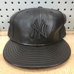 New-York-Yankees-MLB-Baseball-New-Era-59FIFTY-Dark-Brown-Leather-Hat-EUC-RARE