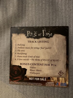 Rule of Rose Original Music Soundtrack Promo CD ATLUS PlayStation