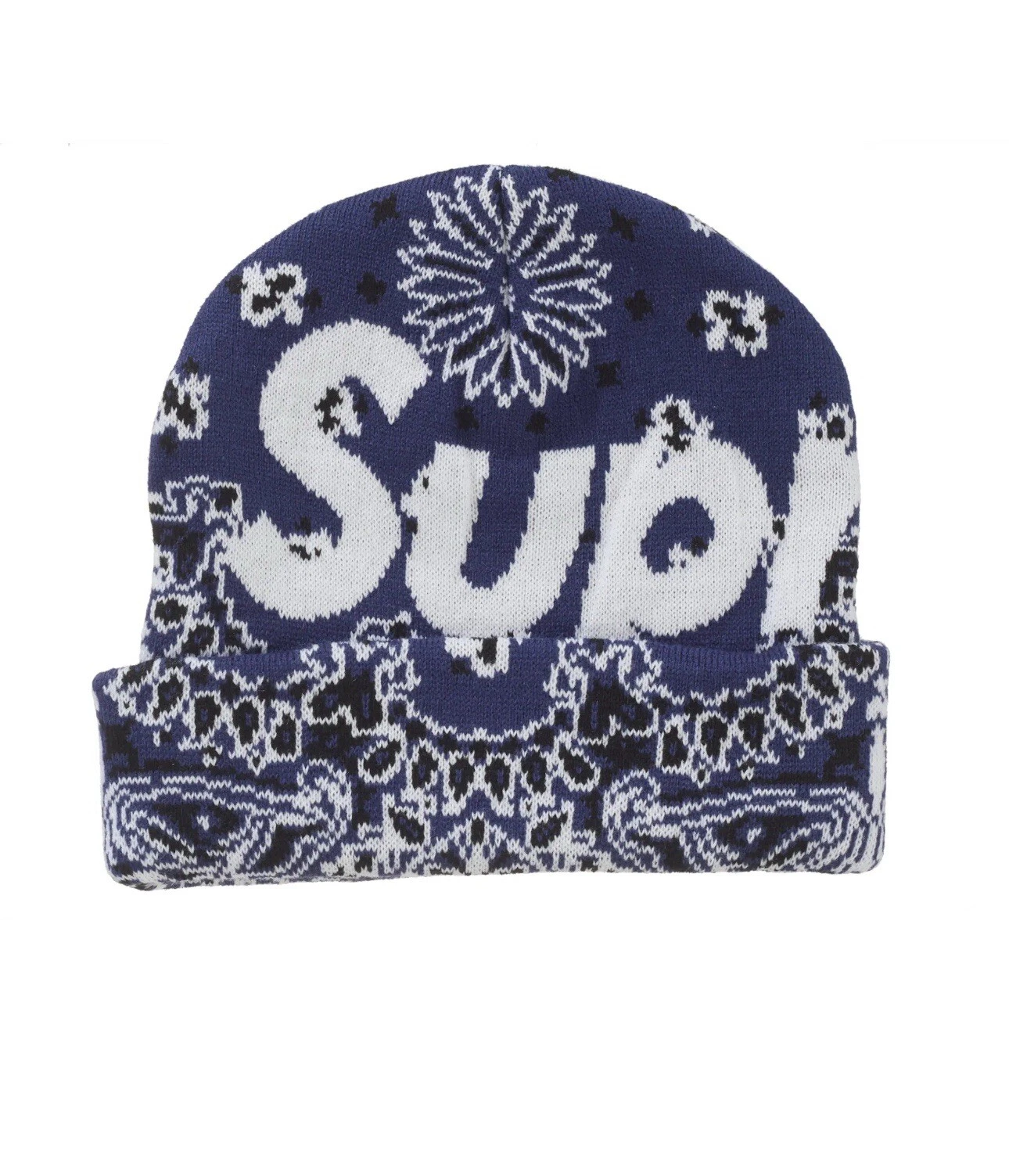 Bonnet bleu Supreme Big Logo bandana FW24 OS taille unique imprimé cachemire bleu neuf