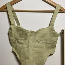 ZARA DENIM CORSET TOP GREEN SIZE M 5520 076 500