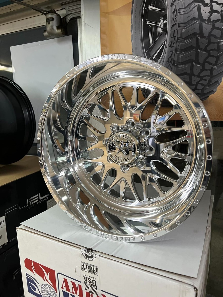4 NEW 22X12 AMERICAN FORCE LOCUS 8X165.1 POLISH W/35X12.50R22
