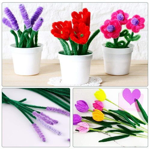 100pcs Pipe Cleaners Craft Supplies, DIY Tulip Bouquet Making Kit, Chenille - Picture 2 of 6