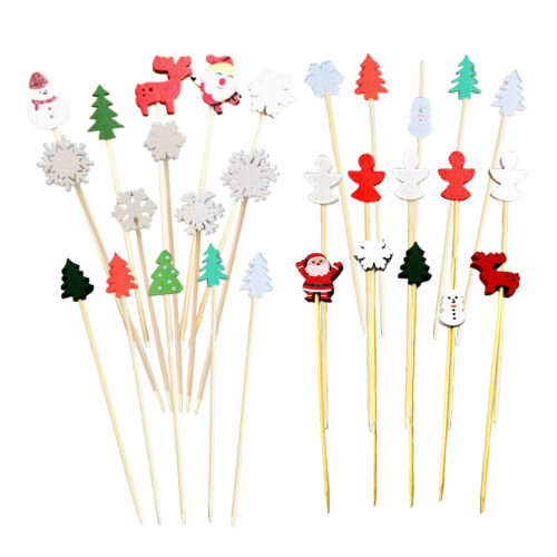 100X Fruit Cocktail Picks Christmas Appetizer Picks Fruit Sticks 4.7-Inch