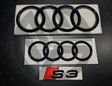 New Audi S3 2013-2020 Gloss Black Badges Grilleboot Set 3pcs Fit Audi