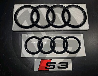 New AUDI S3 2013-2020 Gloss Black Badges GRILLE/BOOT SET 3pcs FIT AUDI
