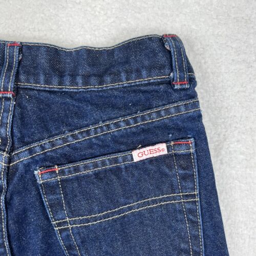 Vintage Guess Jeans Kids 10 Dark Blue Flap Pocket Straight Denim Y2K Made USA - Picture 9 of 12
