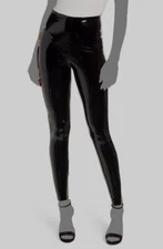 $97 Commando Womens Black High Rise Stretch Faux Leather Leggings Pants Size S