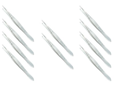10 Iris Forceps 4'' Straight 1x2 Teeth Surgical Medical Instrument SS Economy 