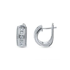 925 Sterling Silver CZ Cubic Huggie Hoop Small Earrings Men Women - Gift