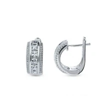925 Sterling Silver CZ Cubic Huggie Hoop Small Earrings Men Women - Gift 
