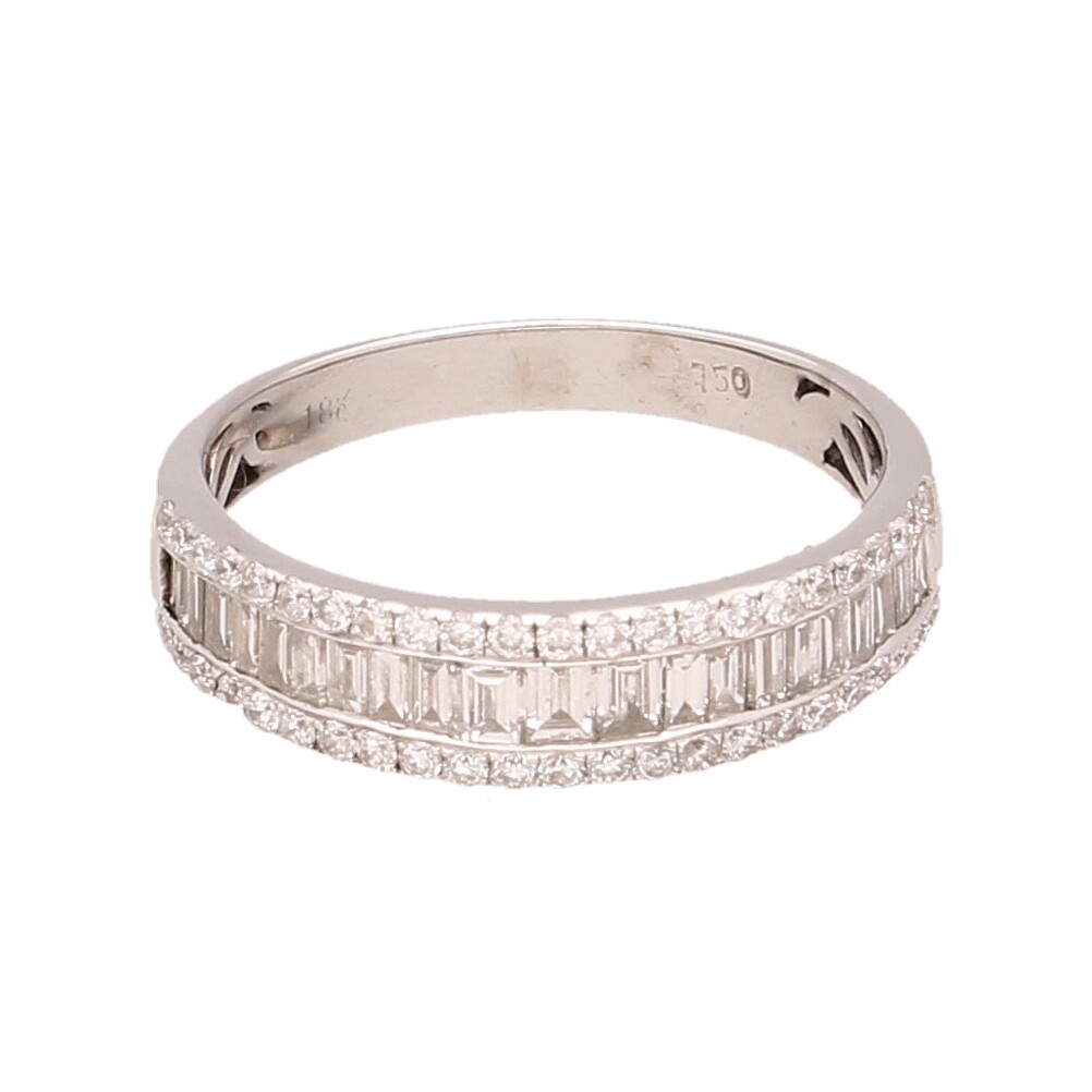 18Carat White Gold 1.00ct Diamond Fancy Cluster Ring (Size N 1/2) 5mm Wide