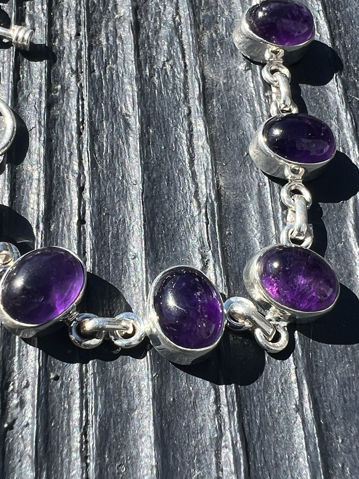 Amethyst Tennis Bracelet Adjustable solid Sterlin… - image 1