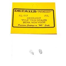 NEW Details West HL-117 Twin Sealed Beam Pyle Headlights - Late (2) HO Scale