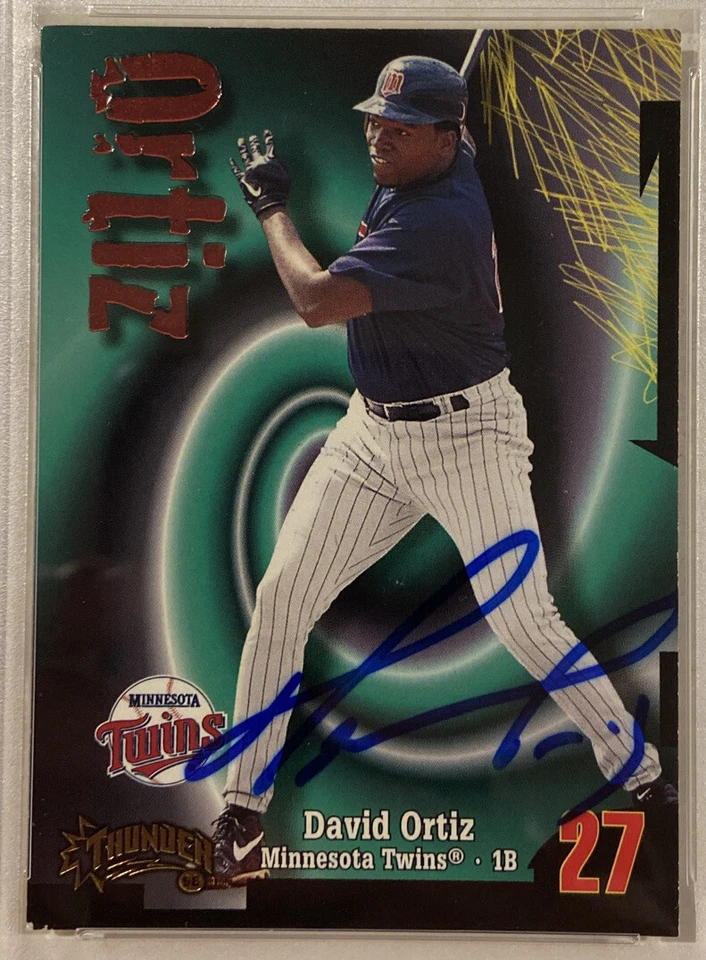 Tarjeta de novato de béisbol firmada por David Ortiz Skybox Circa Thunder 1998 Salón de la fama PSA/DNA Foto 2 de 3
