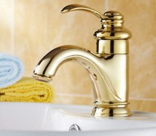 Gold Color Brass Bathroom Sink Faucet Single Hole Basin Vanity Mixer Tap 2gf008