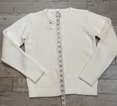 New Hanna Andersson White Knit Sweater Cotton Cardigan Girls Size 140, US 10 NWT - Picture 3 of 9