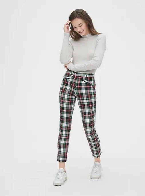 Women's fitted plaid pants shop